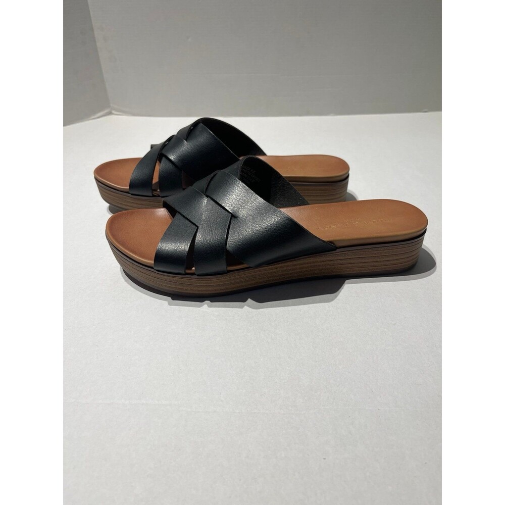 Rock & Candy Calilea Slide Sandals Black Faux Leather Size 9.5 New